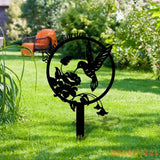 Hummingbird Garden Sign with Flower - Custom Metal Sign - Garden Stake Decor - Garden Metal Sign Hummingbird