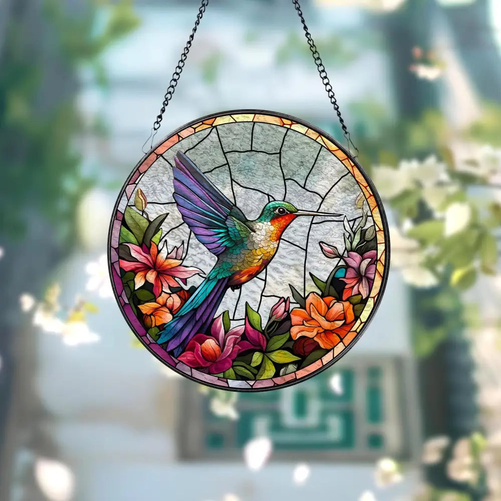 Hummingbirds and Wild Flowers Suncatcher Hummingbird Lovers Window Hanging Hummingbird Suncatcher Hummingbird Gifts