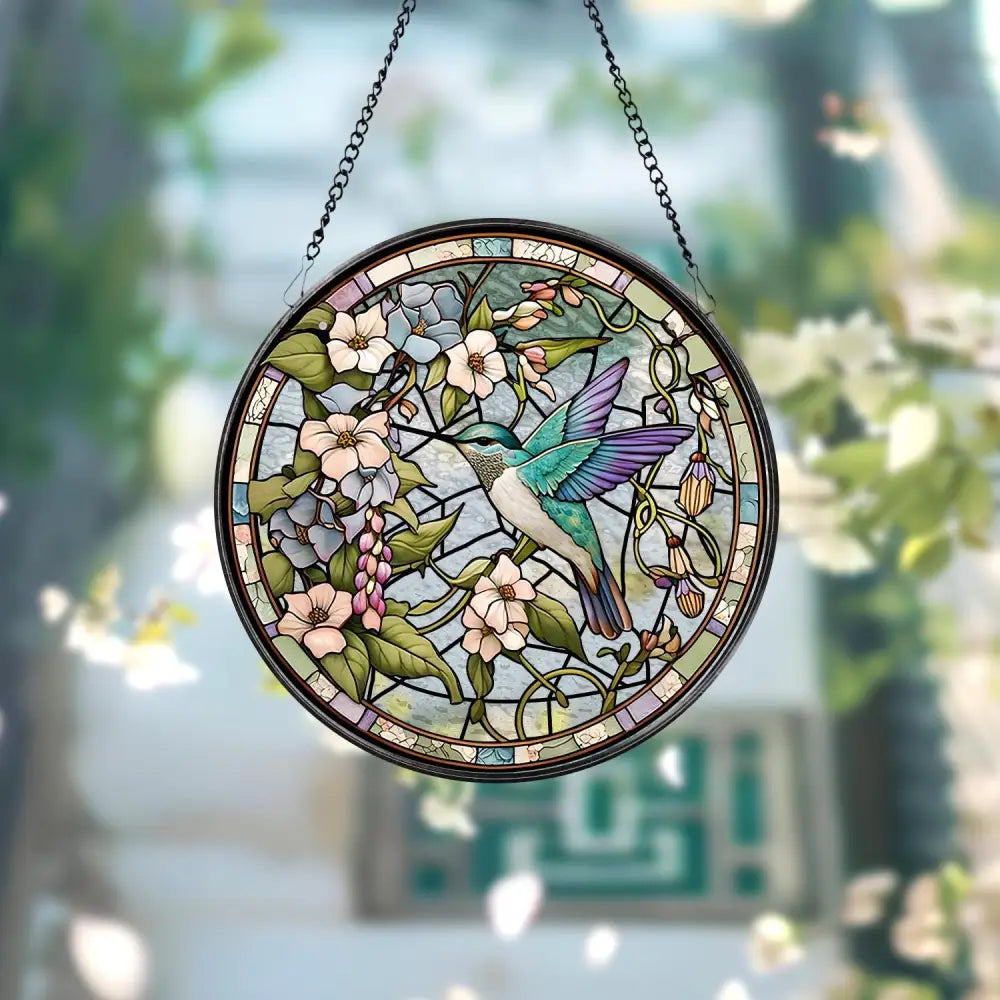 Hummingbirds and Wild Flowers Suncatcher Hummingbird Lovers Window Hanging Hummingbird Suncatcher Hummingbird Gifts
