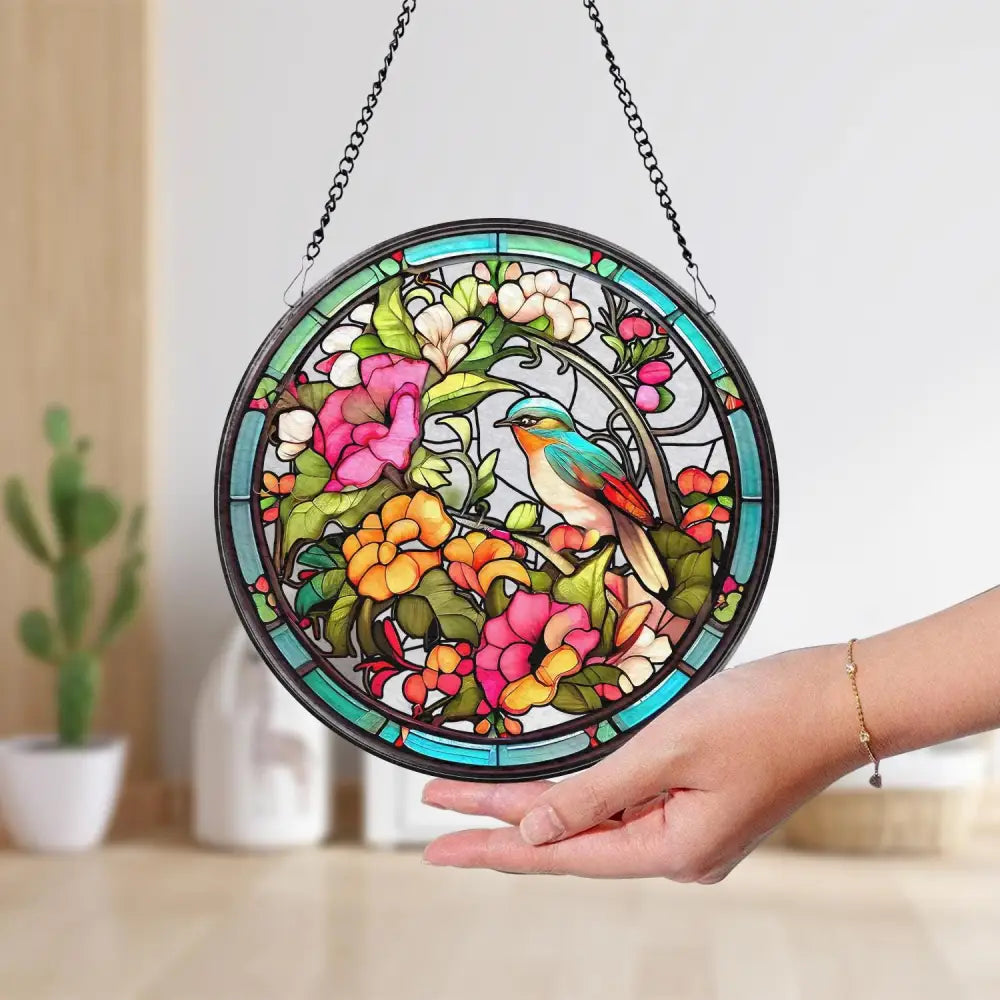 Hummingbirds and Wild Flowers Suncatcher Hummingbird Lovers Window Hanging Hummingbird Suncatcher Hummingbird Gifts