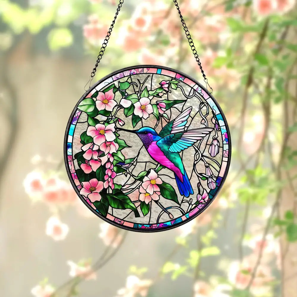 Hummingbirds and Wild Flowers Suncatcher Hummingbird Lovers Window Hanging Hummingbird Suncatcher Hummingbird Gifts
