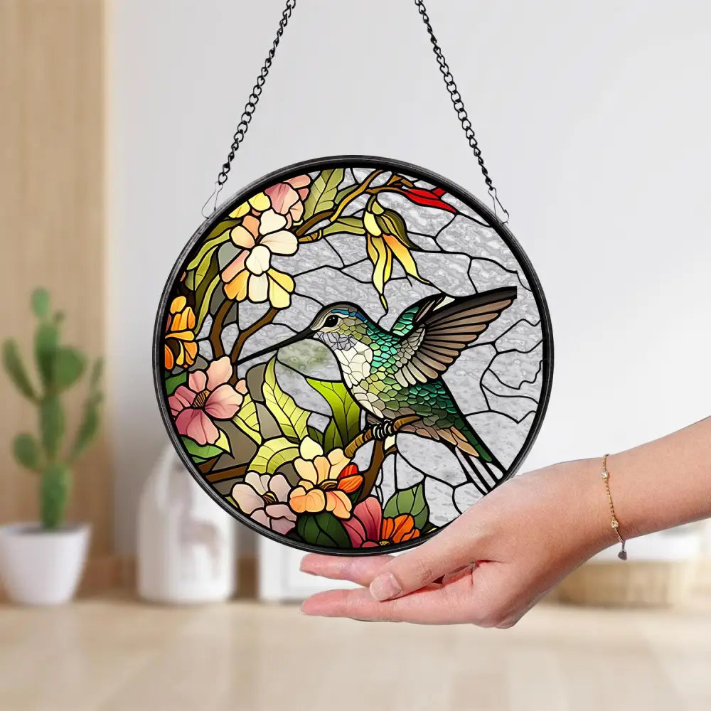 Hummingbirds and Wild Flowers Suncatcher Hummingbird Lovers Window Hanging Hummingbird Suncatcher Hummingbird Gifts