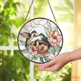 Hummingbirds Stained Glass Suncatcher Wildflower Window Hanging Indoor Nature Decor Memorial Gift for Her Christmas