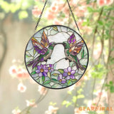 Hummingbirds Stained Glass Suncatcher Wildflowers Window Hanging Indoor Nature Decor Hummingbird Memorial Garden Lover