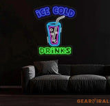 Ice Cold Drinks Neon Sign Ice Cold Led Light Custom Drink Neon Sign Ice Cold Neon Sign Coffee Store Wall Decor Business