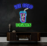 Ice Cold Drinks Neon Sign Ice Cold Led Light Custom Drink Neon Sign Ice Cold Neon Sign Coffee Store Wall Decor Business