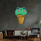 Ice Cream Cone Frog LED Neon Sign Light Pop Art