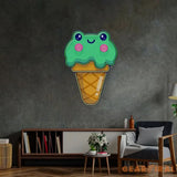 Ice Cream Cone Frog LED Neon Sign Light Pop Art