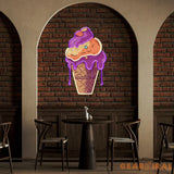 Icecream Cones Cartoon Artwork Led Neon Sign Light