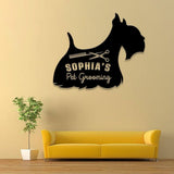 Custom Pet Grooming Hair Salon Metal Wall Art LED Light, Personalized Groomer Name Sign, Pet Grooming Decoration, Home Decor Pet Grooming