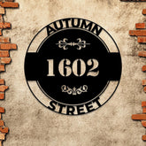 Modern House Number Address Sign - Custom Round Metal Plaque, Personalized Address Numbers, Sleek Metal Number Design
