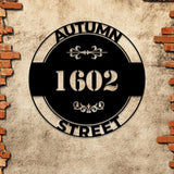 Modern House Number Address Sign - Custom Round Metal Plaque, Personalized Address Numbers, Sleek Metal Number Design