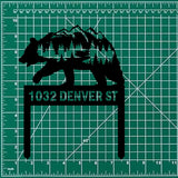 Custom Mountain Bear Address Sign: Personalized steel yard plaque with bear design. Ideal for cabin decor or as a thoughtful gift.