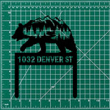 Custom Mountain Bear Address Sign: Personalized steel yard plaque with bear design. Ideal for cabin decor or as a thoughtful gift.