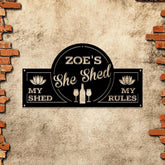 Personalized ‘My Shed, My Rules’ Sign – Perfect She Shed Gift! Ideal for garden decor, women’s cave, or a special gift for your wife