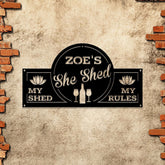 Personalized 'My Shed, My Rules' Sign - Perfect She Shed Gift! Ideal for garden decor, women's cave, or a special gift for your wife