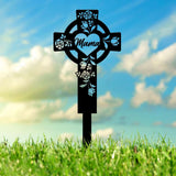 Personalized Flower Metal Cross Memorial Stake, Custom Grave Marker, Memorial Garden Décor, Remembrance Cross Stake, Memory Gift