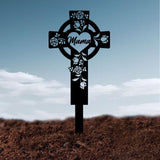 Personalized Flower Metal Cross Memorial Stake, Custom Grave Marker, Memorial Garden Décor, Remembrance Cross Stake, Memory Gift