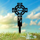 Personalized Flower Metal Cross Memorial Stake, Custom Grave Marker, Memorial Garden Décor, Remembrance Cross Stake, Memory Gift