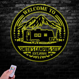 Personalized Welcome To Our Campsite Metal Sign, Custom Name Camper's Sign, Metal Outdoor Camping Sign, RV Campground Sign, Camper Gifts