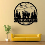 Custom Wilderness Bear Cabin Sign, Mountain Decor, Personalized Metal Bear Sign, Cabin Decor, Outdoor Bear Decor, Rustic Cabin Bear Sign