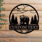 Custom Wilderness Bear Cabin Sign, Mountain Decor, Personalized Metal Bear Sign, Cabin Decor, Outdoor Bear Decor, Rustic Cabin Bear Sign