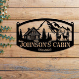 Custom Metal Family Deer Sign, Deer Cabin Decor, Nature Metal Sign, Outdoor Lodge Decor, Deer Hunter Gift, Cottage Sign