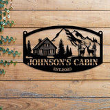 Custom Metal Family Deer Sign, Deer Cabin Decor, Nature Metal Sign, Outdoor Lodge Decor, Deer Hunter Gift, Cottage Sign