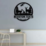 Custom Metal Family Deer Sign, Deer Cabin Decor, Nature Metal Sign, Outdoor Lodge Decor, Deer Hunter Gift, Cottage Sign