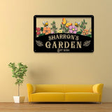 Custom Name Floral Garden Sign, Custom Metal Hanging Garden Plaque, Personalized Metal Gardening Present, Gardener Name Sign, Yard Decor
