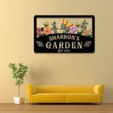 Custom Name Floral Garden Sign, Custom Metal Hanging Garden Plaque, Personalized Metal Gardening Present, Gardener Name Sign, Yard Decor