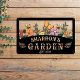 Custom Name Floral Garden Sign, Custom Metal Hanging Garden Plaque, Personalized Metal Gardening Present, Gardener Name Sign, Yard Decor