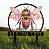 Custom Honey Bee Garden Stake, Personalized Metal Sign, Yard Decor, Unique Gardener Gift, Custom Honey Bee Garden Decor