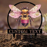 Custom Honey Bee Garden Stake, Personalized Metal Sign, Yard Decor, Unique Gardener Gift, Custom Honey Bee Garden Decor