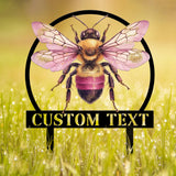 Custom Honey Bee Garden Stake, Personalized Metal Sign, Yard Decor, Unique Gardener Gift, Custom Honey Bee Garden Decor