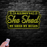 Custom Name My Shed My Rules Sign, Personalized She Shed Gift Idea, Women Cave Wall Decor, Garden Sign, Custom Gift for Wife