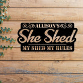 Custom Name My Shed My Rules Sign, Personalized She Shed Gift Idea, Women Cave Wall Decor, Garden Sign, Custom Gift for Wife
