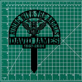 Personalized Motorcycle Memorial Stake: Custom metal plaque with wings, perfect for honoring a rider. Ideal sympathy gift, grave marker.