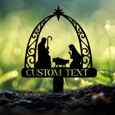 Personalized Holy Family Nativity Metal Sign: Ideal for Christmas lawn or home decor. A meaningful, custom gift .