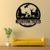 Custom Metal Family Deer Sign, Deer Cabin Decor, Nature Metal Sign, Outdoor Lodge Decor, Deer Hunter Gift, Cottage Sign