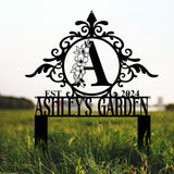 Personalized Garden Stake Sign - Custom Last Name Monogram. Perfect for birthdays, anniversaries, or housewarmings.