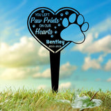 Custom Dog Memorial Garden Stake with Heart and Paw, Pet Grave Marker, Metal Garden Sign, Custom Dog Memorial Sign, Remembrance Gift