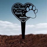Custom Dog Memorial Garden Stake with Heart and Paw, Pet Grave Marker, Metal Garden Sign, Custom Dog Memorial Sign, Remembrance Gift