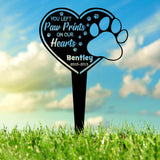 Custom Dog Memorial Garden Stake with Heart and Paw, Pet Grave Marker, Metal Garden Sign, Custom Dog Memorial Sign, Remembrance Gift