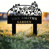 Personalized Custom Metal Garden Sign with Stakes, Flower Design, Outdoor Decor, Large Garden Art, Perfect Housewarming Gift