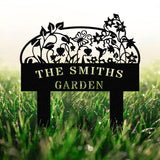 Personalized Custom Metal Garden Sign with Stakes, Flower Design, Outdoor Decor, Large Garden Art, Perfect Housewarming Gift