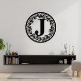 Personalized Metal Circle Letter Monogram with Vines, Wall Monogram Sign, Custom Letter Decor, Couples Gift, Vine Monogram, Wedding Gift