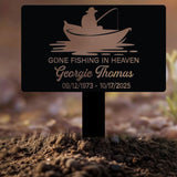 Custom Fishing Memorial Plaque - Gone Fishing in Heaven Tribute Sign - Personalized Memorial Garden or Yard Plaque for Fishermen