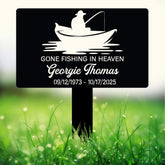 Custom Fishing Memorial Plaque - Gone Fishing in Heaven Tribute Sign - Personalized Memorial Garden or Yard Plaque for Fishermen