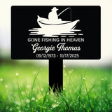 Custom Fishing Memorial Plaque - Gone Fishing in Heaven Tribute Sign - Personalized Memorial Garden or Yard Plaque for Fishermen